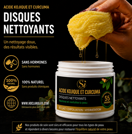 Disques Nettoyants au Curcuma & à l'Acide Kojique - 55 disques nettoyants | Éclat • Hydratation • Peau nette
