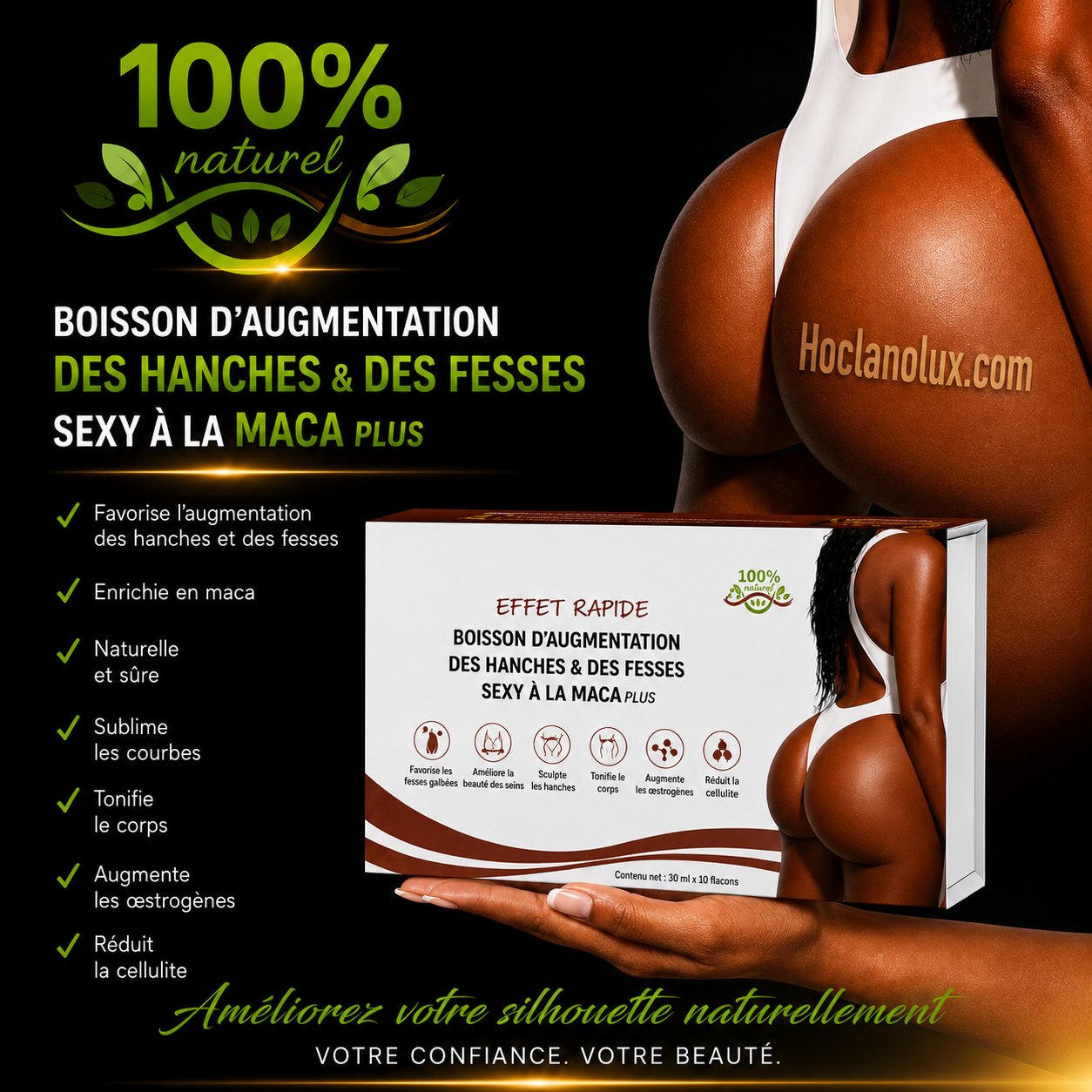 ' MACA Plus ' – boisson d'agrandissement des hanches et des fesses à effet rapide. Effet liftant et volumateur. BEST SELLER